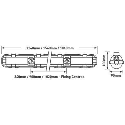 Luminaire, LED IP65 Opal Diffuser Single, c/w Std Driver - Image 2
