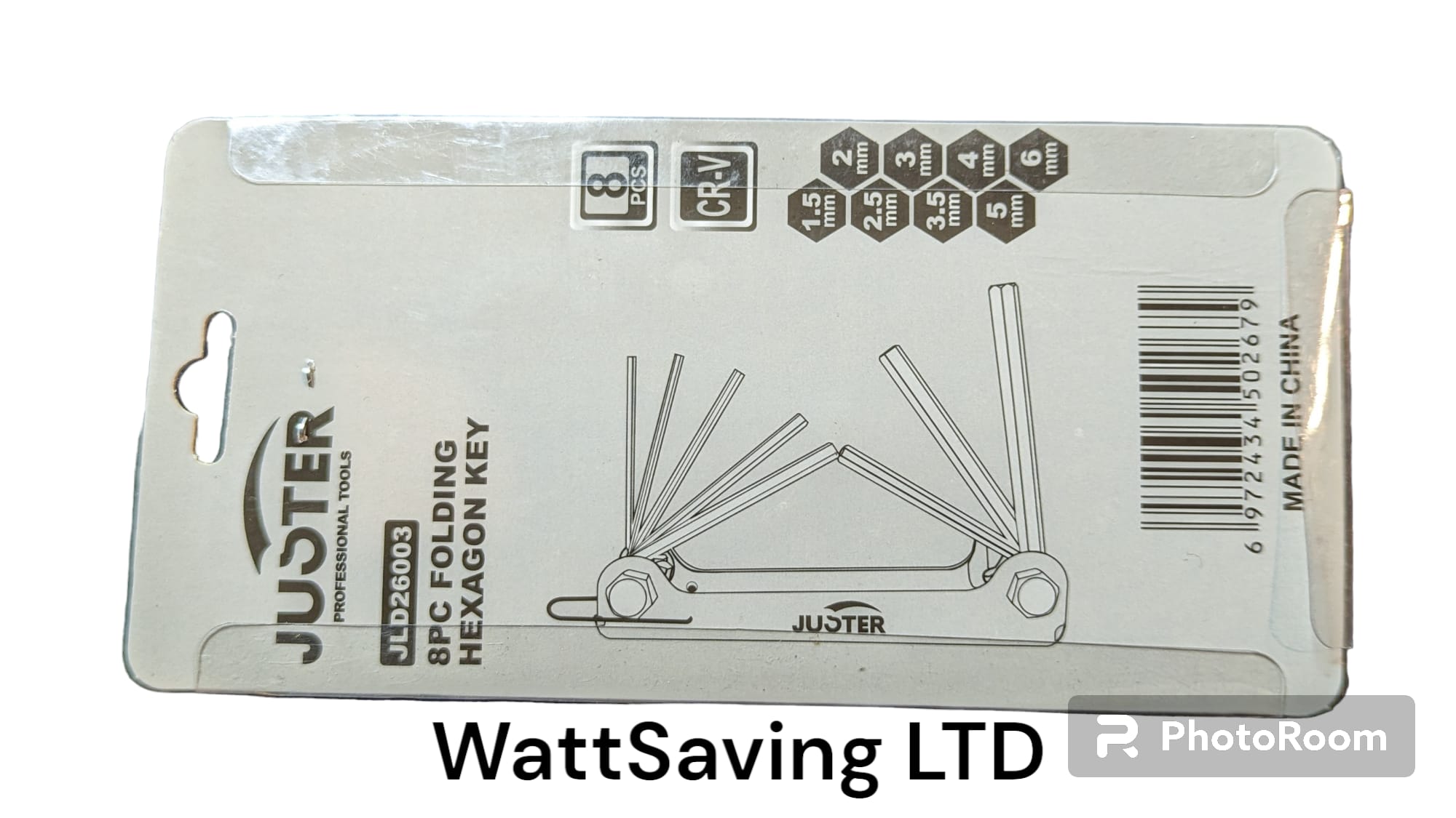 juster 1.5mm to 8mm Hexagon Key Folding 8 Piece Set - Image 2