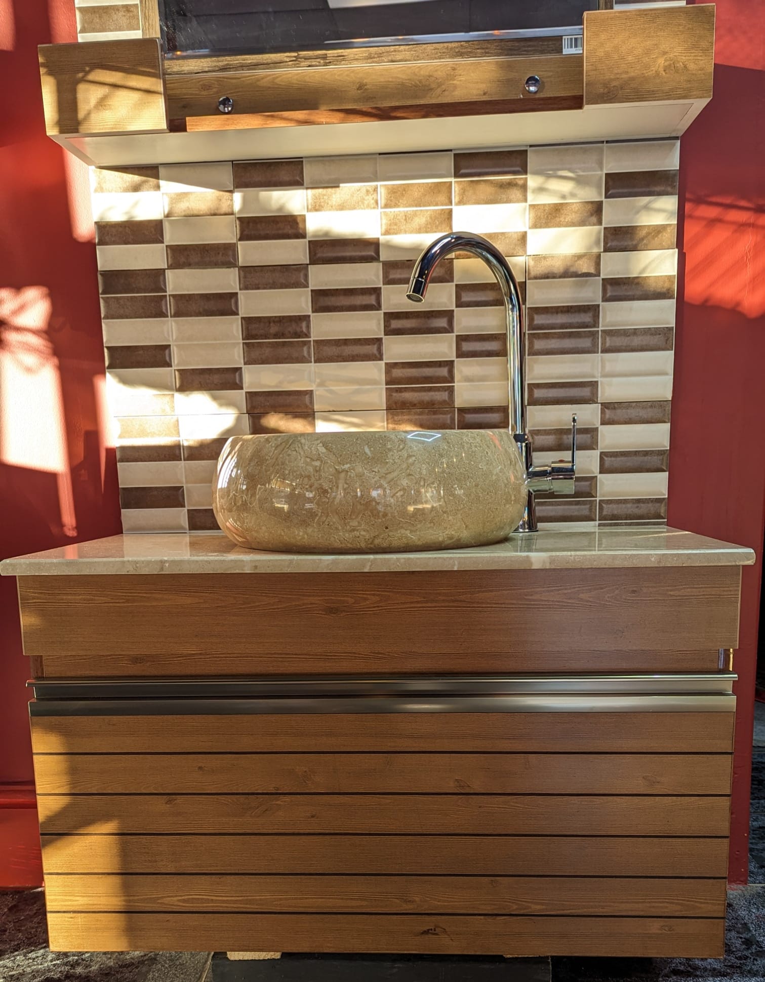 PVC 100% wooden effect wall hung cabinet - Image 2