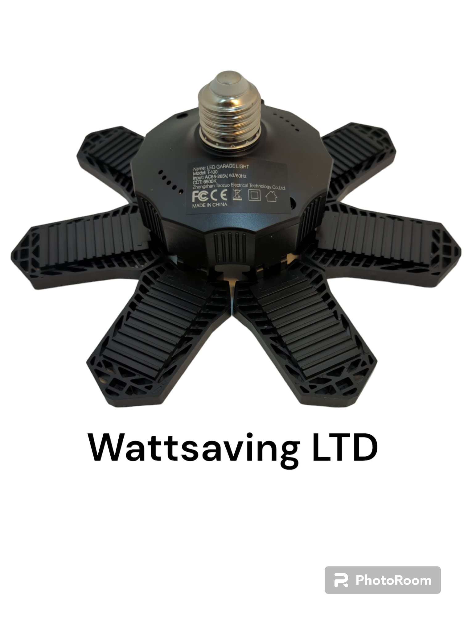 E27 LED garage light with a black finish, - Image 2